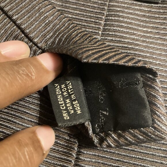 Ermenegildo Zegna Grey Charcoal Textured With Strips Silk Tie Made In Italy - Picture 5 of 5